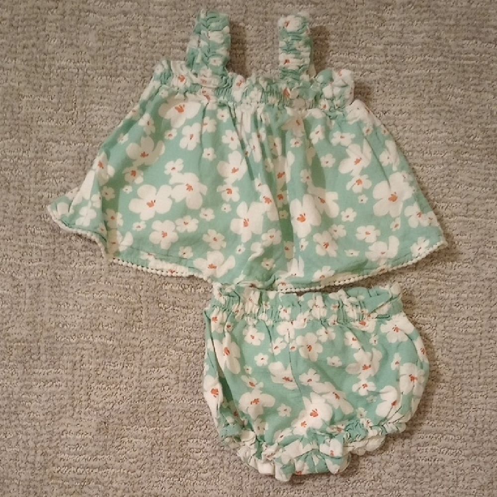 Floral Kids Outfit - Green